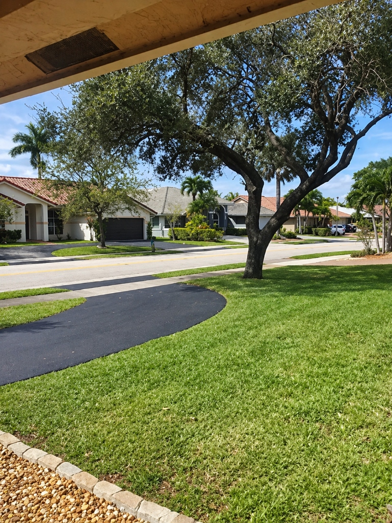 Wide open residential green lawn maintenance